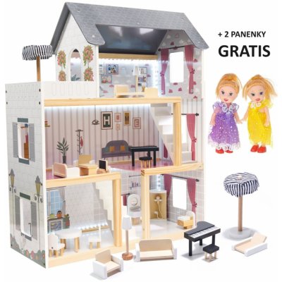 KIK dřevěný domeček pro panenky + nábytek 78 cm KX6201 – Zboží Dáma
