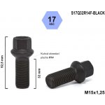 Kolový šroub M15x1,25x32 kulový R14, klíč 17, S17Q32R14F-BLACK, černý, výška 52,5 mm – Zbozi.Blesk.cz