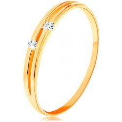 Šperky eshop zlatý diamantový prsten 585 lesklá hladká ramena s úzkým výřezem a brilianty BT500