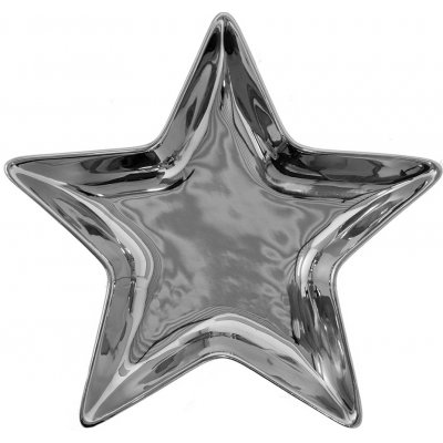 Stříbrná keramická miska ve tvaru hvězdy Silver Star 20*19*2 cm Clayre & Eef – Hledejceny.cz