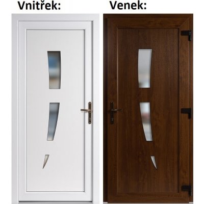 Soft Vchodové dveře 123 Zlatý dub / Bílá 98 x 198 cm pravé otevírání VEN – Hledejceny.cz