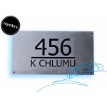 Moderní nerezová cedulka s podlepem z plexiskla. Druh uchycení: Bez děr (na lepidlo), Font: e) – Zboží Mobilmania