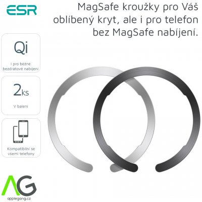 Pouzdro ESR HaloLock Ring Univerzální kovové kroužek pro MagSafe nabíjení, balení 2ks