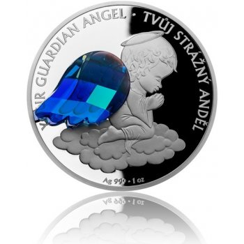 Česká mincovna stříbrná mince Crystal Coin Anděl strážný proof 1 Zo