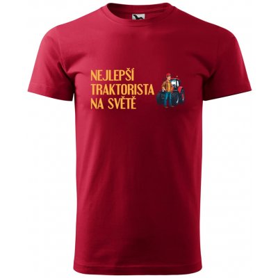 Sablio Tričko s potiskem Nejlepší traktorista na světě červené – Sleviste.cz