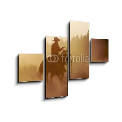 Obraz 4D čtyřdílný - 120 x 90 cm - cowboy in the desert kovboj v poušti