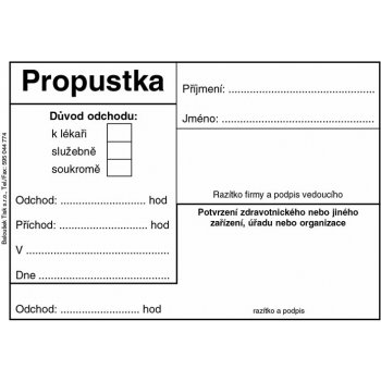 Baloušek Tisk ET077 Propustka A7