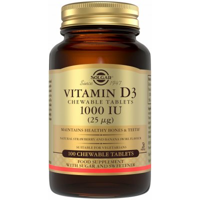 Solgar Vitamin D3 1000 IU, 100 pastilek – Hledejceny.cz