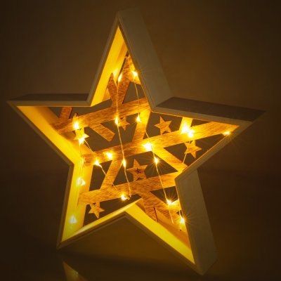 Retlux RXL 312 Vánoční osvětlení hvězda dřevěná 20LED WW