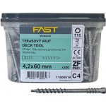 Vruty terasové FAST Decking Screw 4,2x60 Nerez C4, TX15, vč. prodlouženého bitu (200 ks) – HobbyKompas.cz