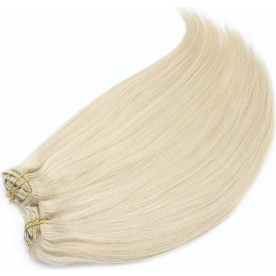 Clip in maxi set 43cm pravé lidské vlasy REMY platina – Zboží Dáma