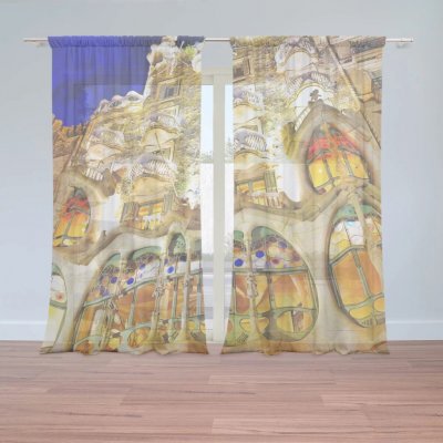 Sablio Záclony Barcelona Gaudi Casa Batllo 1: 2ks 150x250cm – Zboží Mobilmania