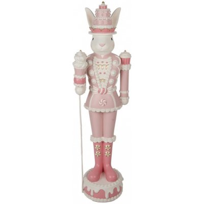 Dekorace socha králík jako Louskáček v růžovém obleku XL - 29*25*100 cm – Zboží Dáma