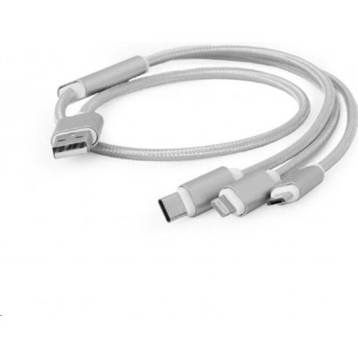 Gembird CC-USB2-AM31-1M-S USB A Male/Micro B + Type-C + Lightning, 1m – Zboží Mobilmania