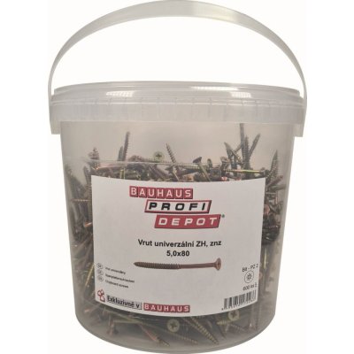 Profi Depot Univerzální vrut, ø 5 × 80 mm, PZ2, zápustná hlava, 600 ks 7248 – Hledejceny.cz