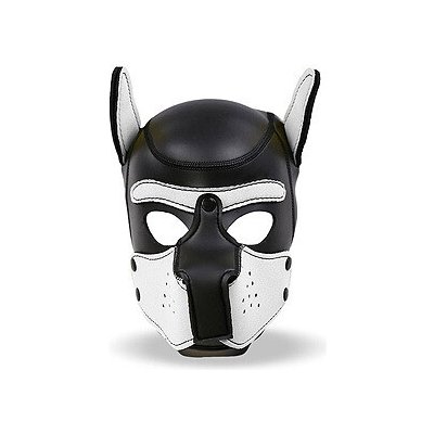 INTOYOU Neoprene Dog Mask White Black fetish maska pes