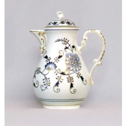 cibulový porcelán Dubí Konvice kávová s víčkem 1,55 l originální cibulák zlacený 70025-00002