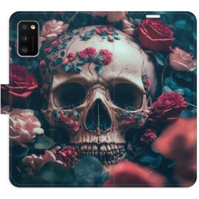 Pouzdro iSaprio Flip s kapsičkami na karty - Skull in Roses 02 Samsung Galaxy A41 – Zboží Mobilmania