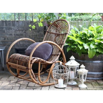 Chic Antique Old French Přírodní ratanové houpací křeslo – Zboží Dáma