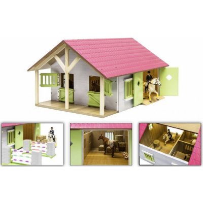Alltoys Dřevěné koňské stáje s dílnou 1:24 – Sleviste.cz