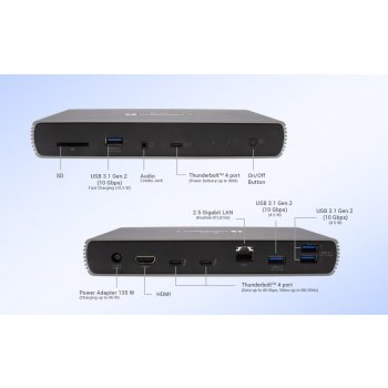 i-Tec Thunderbolt 4 Dual Display Docking Station + Power Delivery 96W TB4DUALDOCKPD