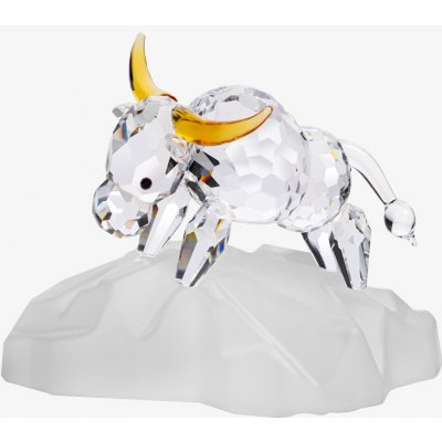 Preciosa Skleněná figurka Buvol - čínský zodiak z českého křišťálu Preciosa, vyšší podstavec, topaz – Hledejceny.cz