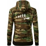 Evoluce potápění dámská mikina trendy zipper s kapucí Hnědý maskáč – Zboží Dáma
