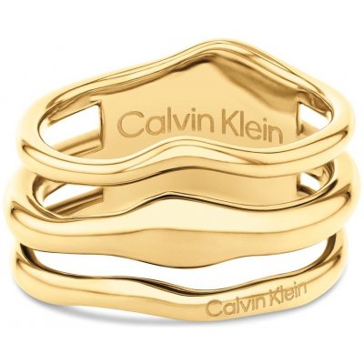 Calvin Klein dámský prsten z pozlacené oceli CK Wavy 35000723 – Zboží Dáma