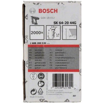 2608200530 Hřeb se zápustnou hlavou SK64 20G 44 mm, pozinkovaný Bosch – HobbyKompas.cz