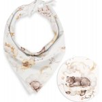 Biante Dětský bavlněný šátek Sandra SA-456 Medvídci zajíčci a veverky v oblacích na bílém – Zboží Dáma