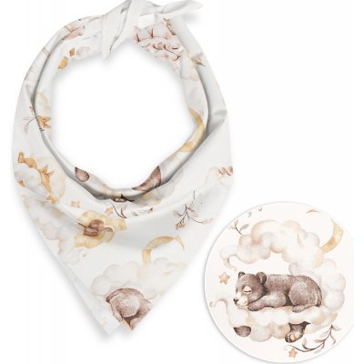 Biante Dětský bavlněný šátek Sandra SA-456 Medvídci zajíčci a veverky v oblacích na bílém – Zboží Dáma