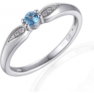 Gems Jemný zásnubní prsten Hanni bílé zlato s brilianty a modrým topazem 3864127 0 54 93