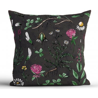 MKLuzkoviny.cz bavlna Renforcé Herbář černý 40 x 40 cm – Sleviste.cz