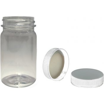Pilulka Plastová lahvička, lékovka čirá s bílým uzávěrem 100 ml