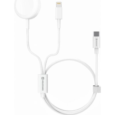 Swissten nabíjecí magnetický kabel 2 v 1 pro Apple Watch a Lightning 1,2 m bílý 22055510 – Zbozi.Blesk.cz