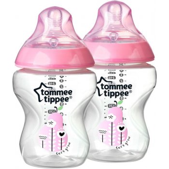 Tommee Tippee láhev s obrázky C2N 2ks me růžová 260ml