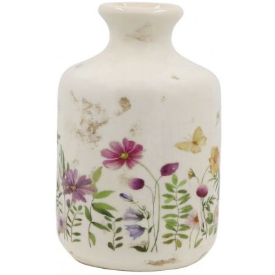 Béžová antik keramická váza s květy Avignon - Ø 11*17,5 cm - Chic Antique – Hledejceny.cz