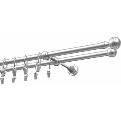 Garnyze-levne Kovová garnýže Koule Trio dvouřadá satyna 16/16mm 180 cm – Sleviste.cz