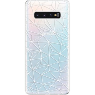 Odolné silikonové pouzdro iSaprio - Abstract Triangles 03 - white - Samsung Galaxy S10+