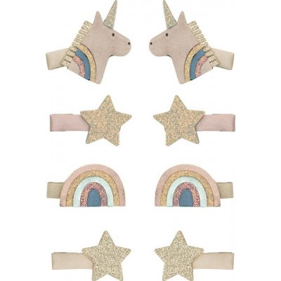 MIMI & LULA Sponky do vlasů Celeste Unicorn – set 8 ks, růžová barva, textil – Hledejceny.cz