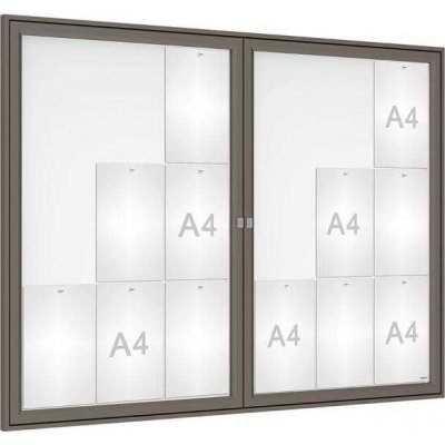 PROCITY Venkovní elegantní vitrína Tradition, 18 x A4 dvoukřídlá, šedá PRO | Zboží Auto