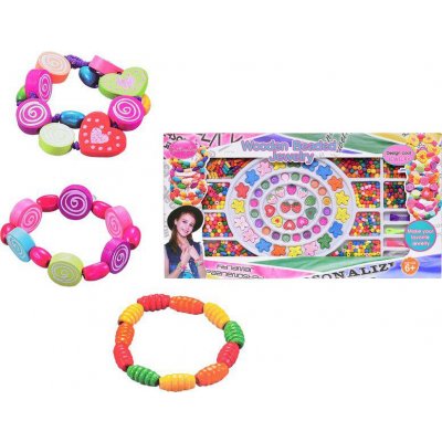 Mikro Trading Korálky navlékací dřevěné v krabičce – Zboží Mobilmania