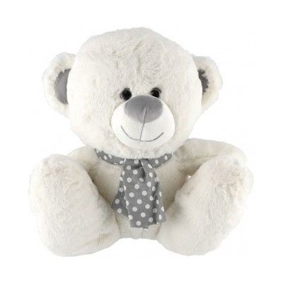 Teddies Medvěd/Medvídek sedící se šátkem bílý 35 cm