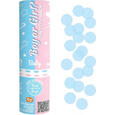 KONFETY vystřelovací Boy or Girl modré 15cm – Sleviste.cz