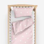 Goldea dětské bavlněné povlečení do postýlky srdíčka na pudrově růžové 90 x 120 cm 40 x 60 cm – Zboží Dáma
