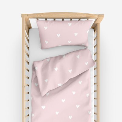 Goldea dětské bavlněné povlečení do postýlky srdíčka na pudrově růžové 90 x 120 cm 40 x 60 cm – Zboží Dáma