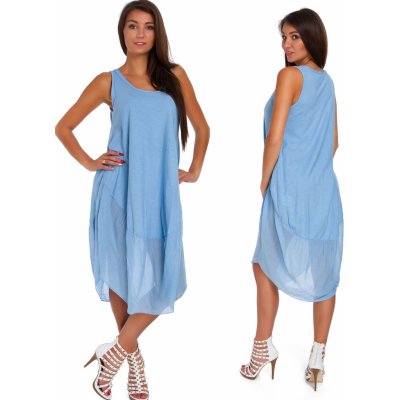 Fashionweek nádherné módní letní bavlněné šaty Boho Italy TC655 modrá