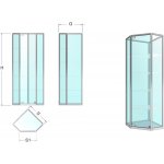 Expoint rohová vitrína se základnou ve tvaru pětiúhelníku záda MDF 55 x 60 x 180 x 35 cm