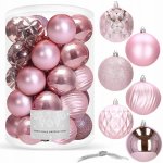 SPRINGOS Vánoční koule mix 8 cm růžové 30-dílná sada – Zboží Mobilmania