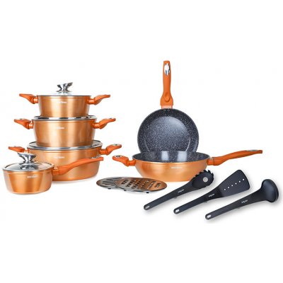 BestBerg 15 ks sada nádobí s mramorovým povrchem BBN-1015G zlatá – Zboží Dáma